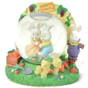 Easter Spring Bunny Rabbit Carrot Farm Snow Globe Home Decoration Décor Yellow